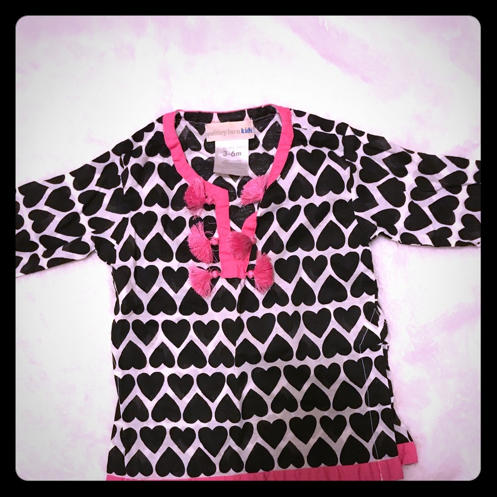 Pottery Barn Kids pink heart tunic with tassels